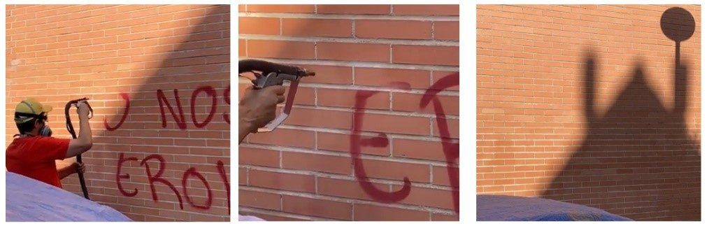 Limpieza de graffitis ladrillo visto